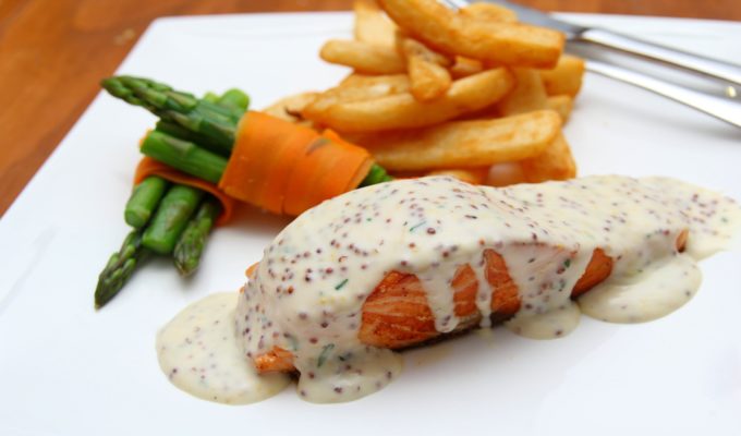 Sweet potatoes and salmon